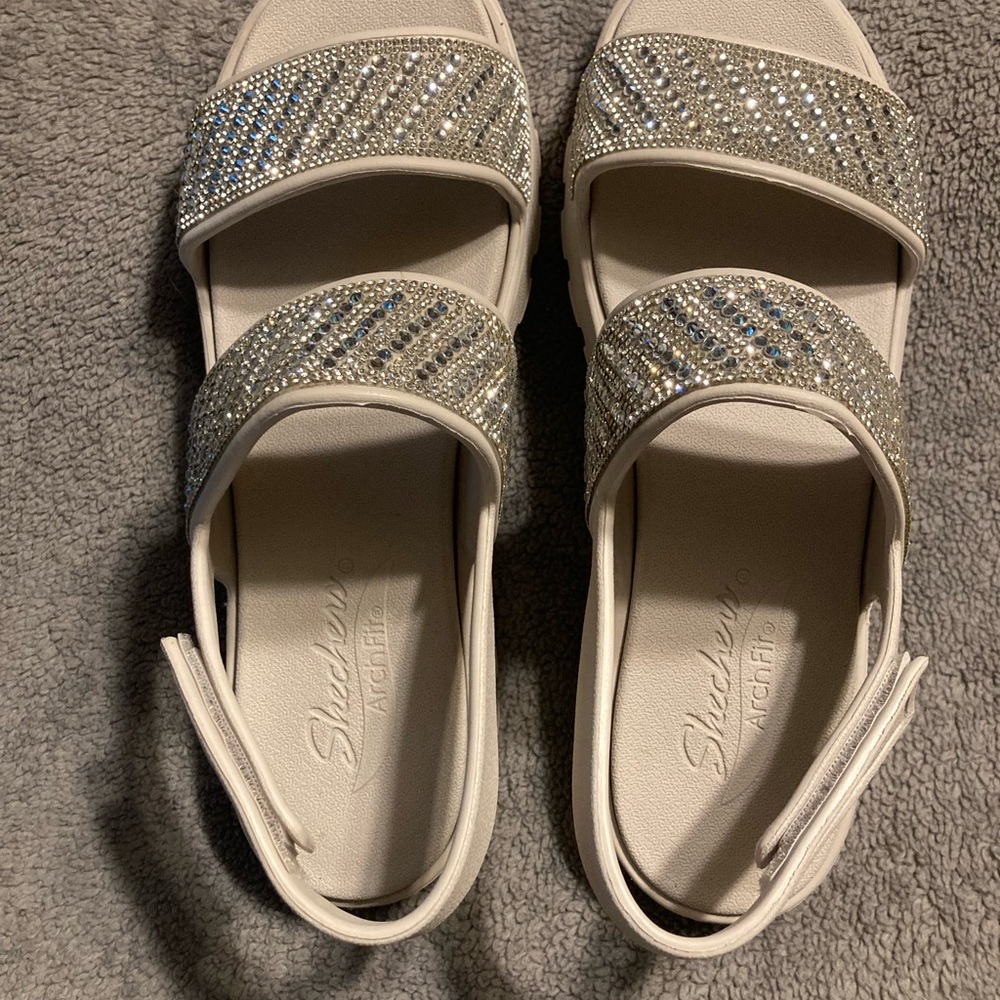 Skechers Cream Comfort Sandals with Adjustable Straps